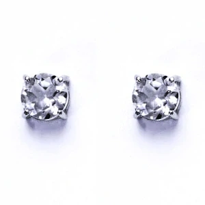 Zlaté náušnice, bílé i žluté zlato , čirý zirkon 8 mm - NŠ 1357