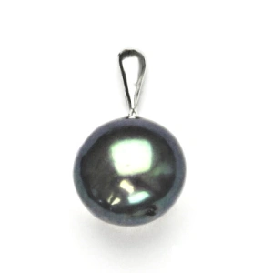 Zlatý přívěsek, přírodní říční perla černá 12 mm ,bílé i žluté zlato - P 1299/22