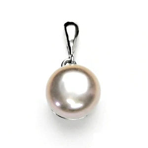 Zlatý přívěsek, přírodní říční perla růžová 12 mm ,bílé i žluté zlato - P 1299/22