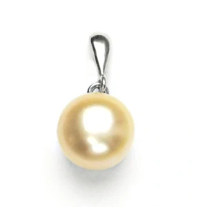 Zlatý přívěsek, přírodní říční perla lososová 12 mm ,bílé i žluté zlato - P 1299/22
