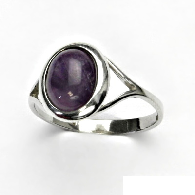 Sříbrný prsten, přírodní ametyst, prstýnek ze stříbra, T 1453