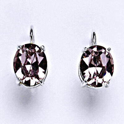 Stříbrné náušnice se Swarovski krystalem light amethyst 10 x 8 mm, NK 1242 Sw