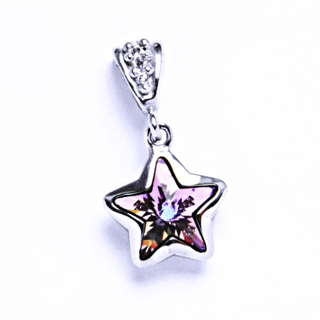 Stříbrný přívěsek , Swarovski krystal hvězda vitrail light - P 1325/2