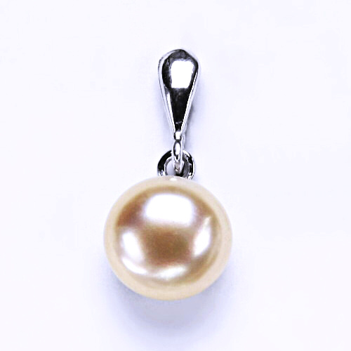 Zlatý přívěsek s perlou , bílé i žluté zlato, přírodní perla lososová 10 mm - P 1298/22 
