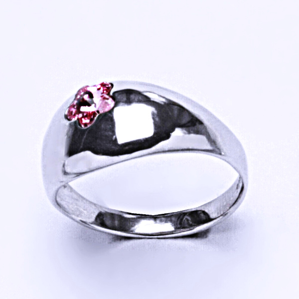 Stříbrný prsten s krystalem Swarovski ( kytička 6 mm - Light rose)T 1301 