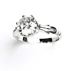 Zlatý prsten, bílé i žluté zlato, čirý zirkon 8 mm - T 1261