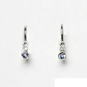 Dětské zlaté náušnice, bílé i žluté zlato zlato, zirkon čirý a akvamarin - VE 179 