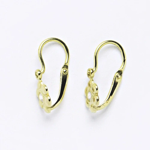 Zlaté dětské náušnice kytičky , žluté zlato , čirý zirkon - VE 213