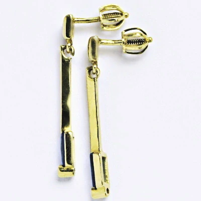 Zlaté náušnice, žluté zlato , zirkon akvamarin - 1531 poslední pár