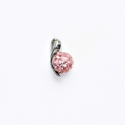 Stříbrný přívěsek, kulička s krystaly Light rose 6 mm, P 1104