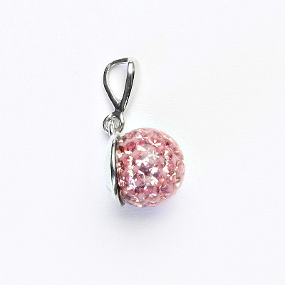 Stříbrný přívěsek, kulička s krystaly Light rose 10 mm, P 1298