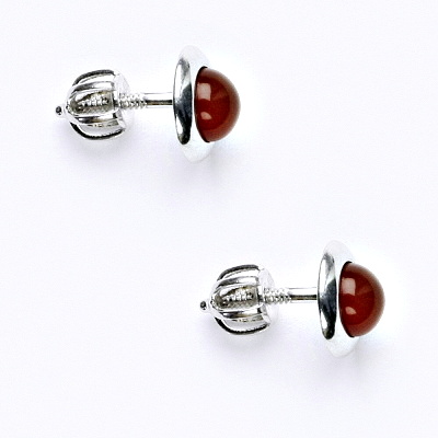 Stříbrné náušnice na šroubek, přírodní karneol 5 mm, NŠ 1470 