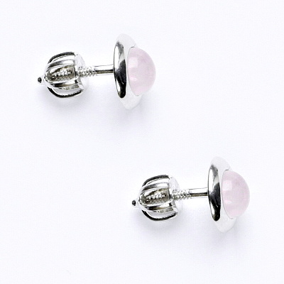 Stříbrné náušnice na šroubek, přírodní růženín 5 mm, NŠ 1470