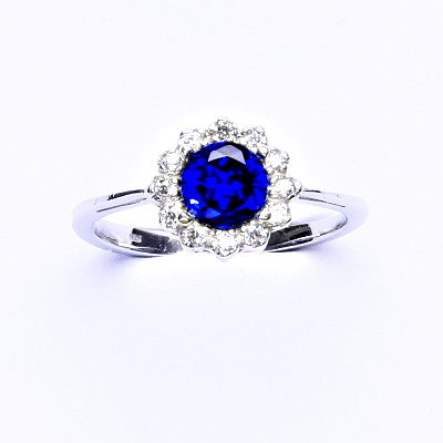 Stříbrný prsten, zirkon spinel, čiré zirkony, T 1495