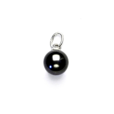 Stříbrný přívěsek, Swarovski perla dark grey 8 mm, VP 38