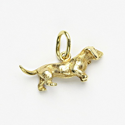 Zlatý přívěšek, žluté zlato, figurka jezevčík, P 336