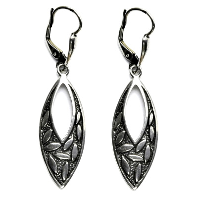 Stříbrné náušnice na klapku, patina, NK 20/988m