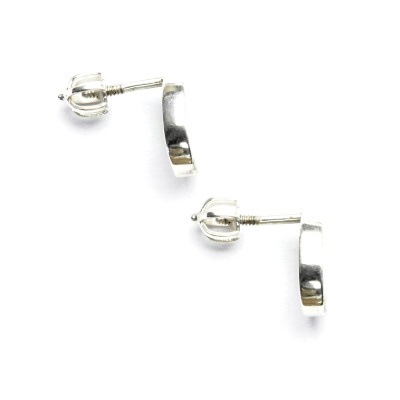 Stříbrné náušnice na šroubek, oválky, opískované, NŠ 1152