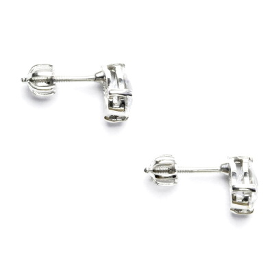 Zlaté náušnice na šroubek, čirý zirkon, slza, bílé i žluté zlato, NŠ 1509