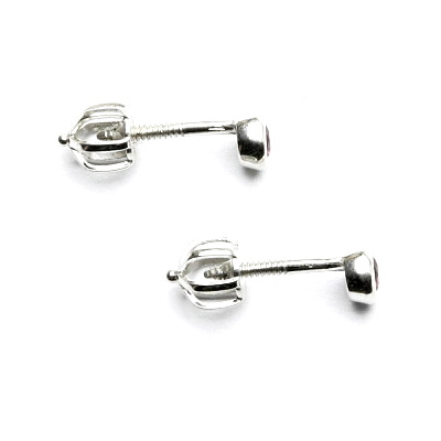 Stříbrné náušnice, zirkon ametyst, NŠ 1049