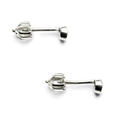 Stříbrné náušnice, růžový zirkon, NŠ 1049