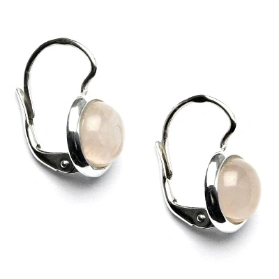Stříbrné náušnice, přírodní kámen růženín 8 mm - NK 1503