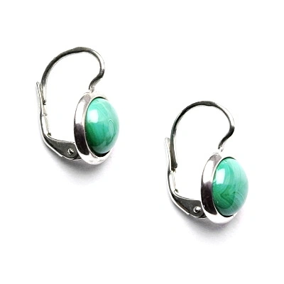 Stříbrné náušnice, přírodní kámen malachit - NK 1503
