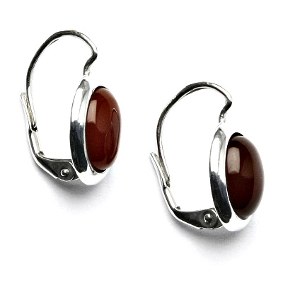 Zlaté náušnice,bílé i žluté zlato, přírodní červený achát - NK 1453