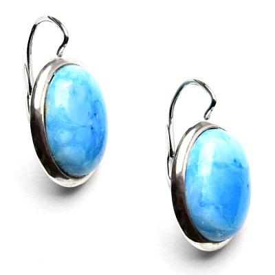 Stříbrné náušnice, přírodní magnezit barvený, 16 x 12 mm, NK 1455