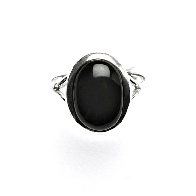 Stříbrný prsten , přírodní kámen černý achát onyx - T 1454 m