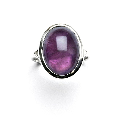 Stříbrný prsten, přírodní ametyst, 16 x 12 mm, T 1455