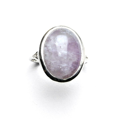 Stříbrný prsten, přírodní ametyst světlý, 16 x 12 mm, T 1455