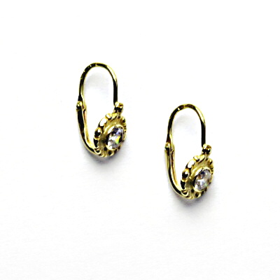 Zlaté dětské náušnice, čirý zirkon, žluté zlato, NK 1345