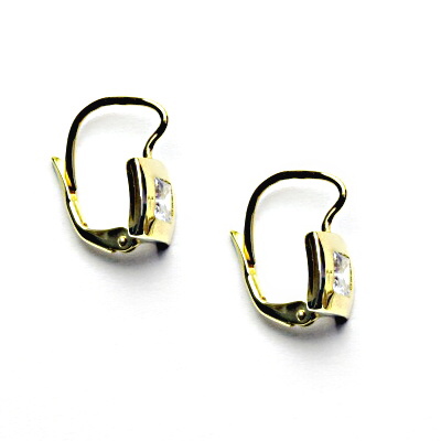 Zlaté náušnice ,čiré zirkony ,žluté zlato - NK 1117