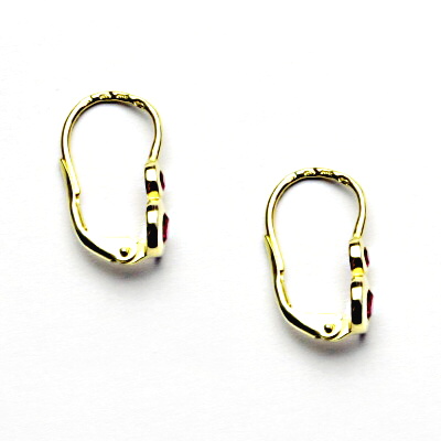 Zlaté náušnice, žluté zlato, zirkony rubín, NK 1122