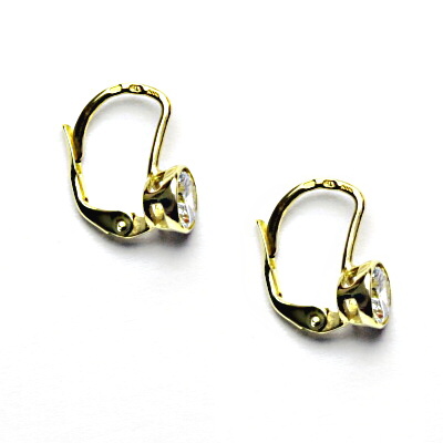 Zlaté náušnice, čiré zirkony, žluté zlato, NK 1050