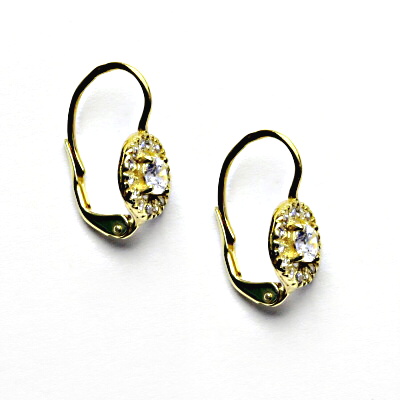 Zlaté náušnice, čiré zirkony, žluté zlato, VE 239