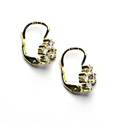 Zlaté náušnice, žluté i bílé zlato , čiré zirkony - VE 2