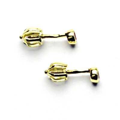 Zlaté náušnice, zirkony rubín, žluté zlato, NŠ 1049