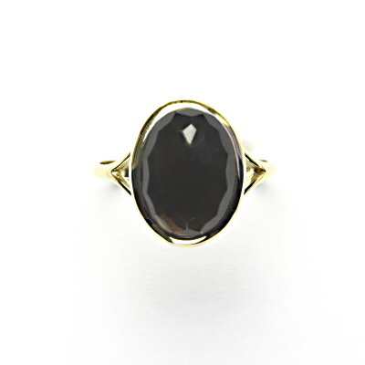 Zlatý prsten, přírodní záhněda šachovnice, žluté zlato - T 1454 m