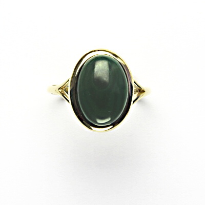 Zlatý prsten, přírodní malachit, žluté zlato - T 1454 m