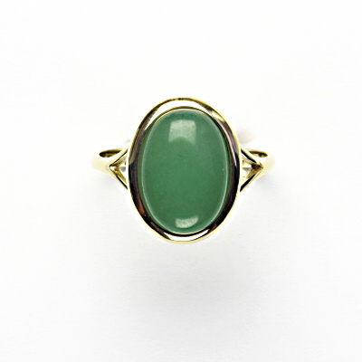 Zlatý prsten, přírodní avanturin, žluté zlato - T 1454 m