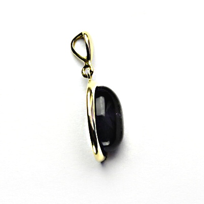 Zlatý přívěsek, přírodní kámen tmavý ametyst, žluté zlato - P 1454/22