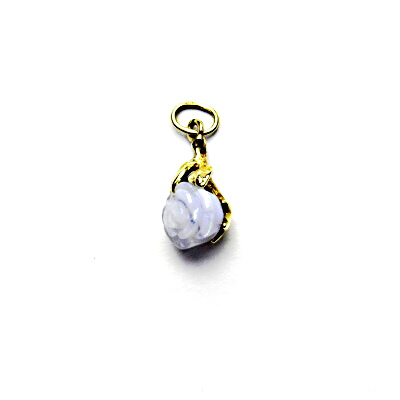 Zlatý přívěsek, žluté i bílé zlato ,přírodní chalcedon - růžička - P 1359