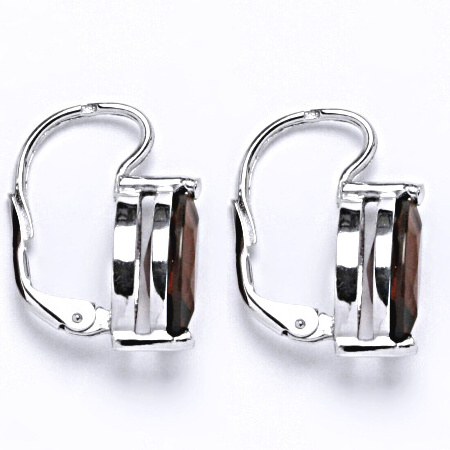 Zlaté náušnice, přírodní granát 12x6 mm, bílé i žluté zlato - NK 1363
