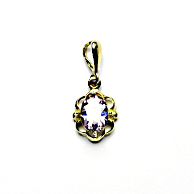 Zlatý přívěsek, zirkon lavender, žluté zlato, P 1140/22