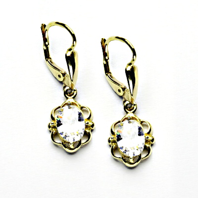 Zlaté náušnice, čirý zirkon, žluté zlato, NK 1140/20