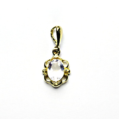 Zlatý přívěsek, přírodní růženín, žluté zlato, P 1140/22