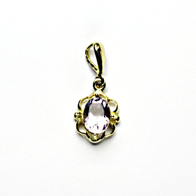 Zlatý přívěsek, přírodní světlý ametyst, žluté zlato, P 1140/22