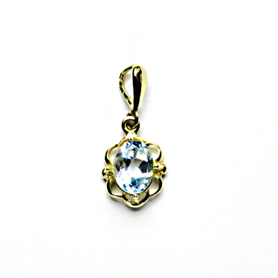 Zlatý přívěsek, přírodní topaz sky, žluté zlato, P 1140/22